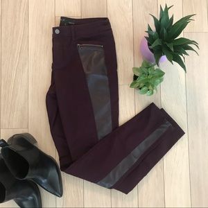 RW&CO. | Burgundy Jeggings w. Faux Leather